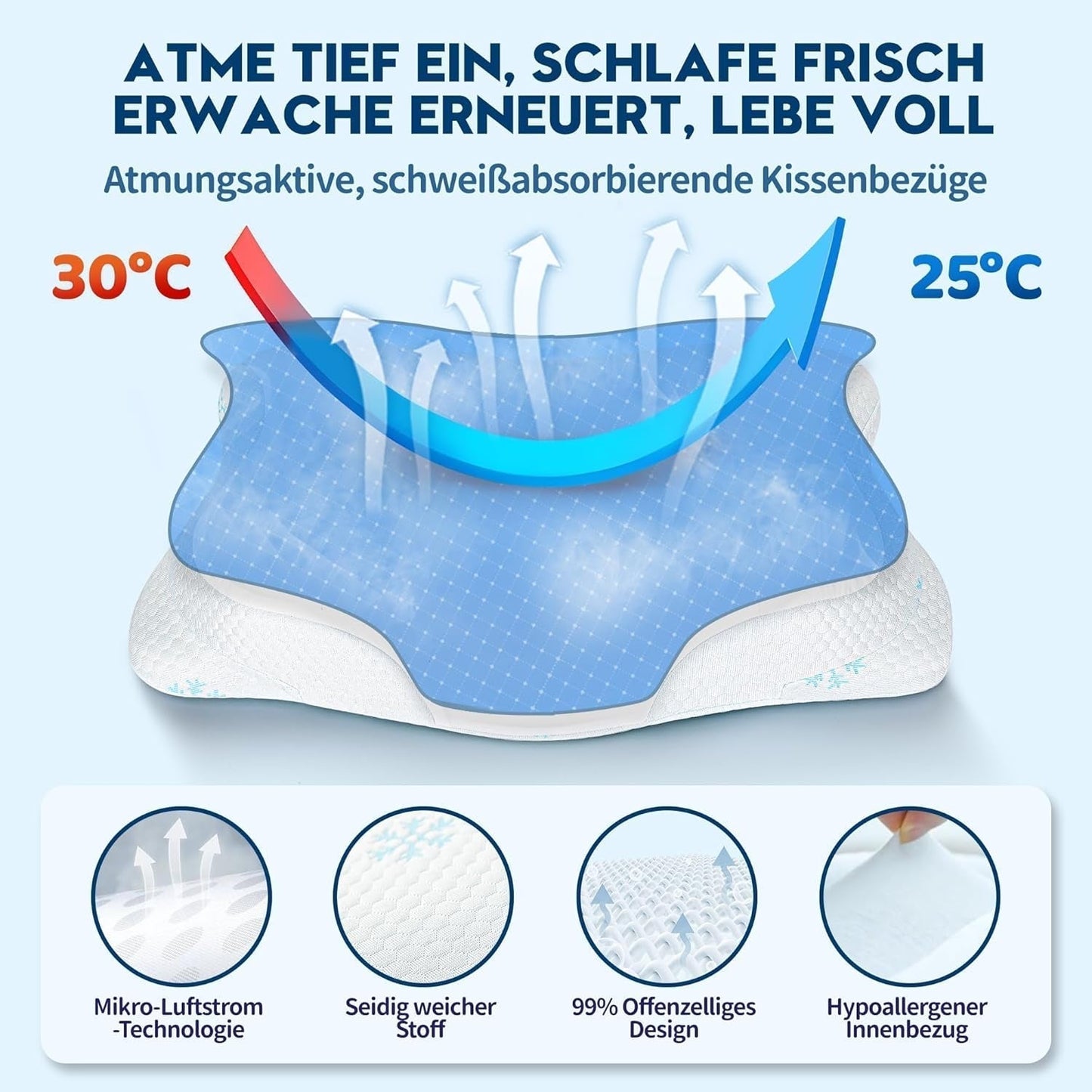 Cloudétoile Cuscino per Collo Cuscino in Memory Foam - Cuscino Ortopedico ergonomico 2 in 1 Cuscino in Visco Foam Cuscino per Sostegno per Collo per Dormiente Laterale Cuscino in Memory Foam Regolabile in Altezza Bianco 64X38X12 cm Cuscini Ortopedici Cervicali Naty Shop
