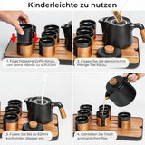 MIAMIO - Set da tè giapponese/cinese 6 x 100 ml / Teiera asiatica da 620 ml con infusore per il tè, set da teiera tradizionale giapponese per amanti del tè/uomini/donne (nero)