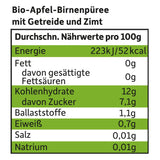 FRECHE FREUNDE Bustina di frutta biologica comprimibile Mela Cannella Pera Riso Farro Purea di frutta con cereali per bambini 6 mesi+ Vegan Confezione da 6 (6 x 100 g)