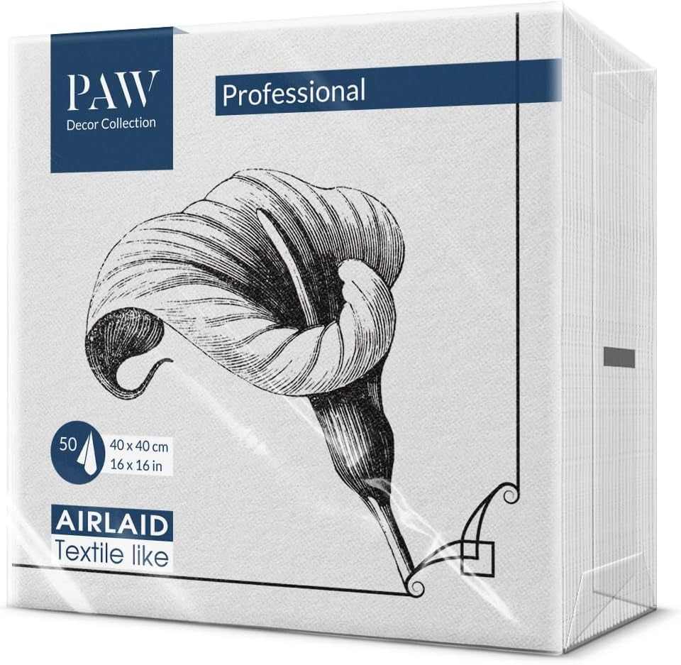 PAW - Tovaglioli Airlaid - Simil-stoffa (40 X 40 cm) I 50 pezzi I Per funerali, feste funebri, funerali, addio I Tovaglioli di stoffa per decorazioni da tavola di alta qualità - Fiore della memoria I Fiore della memoria