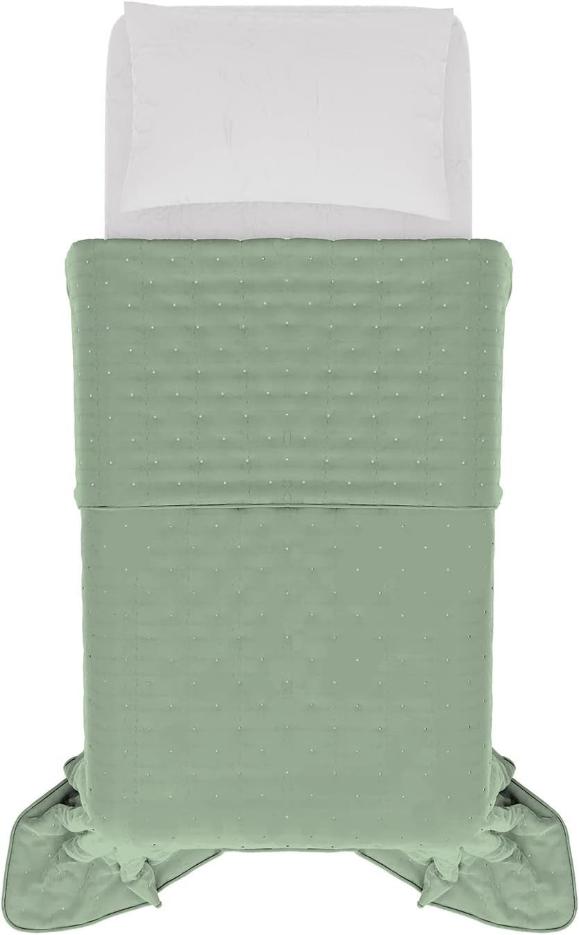 Elegante trapunta estiva, trapuntata, verde, 170 X 250 cm Trapunte e trapunte Naty Shop