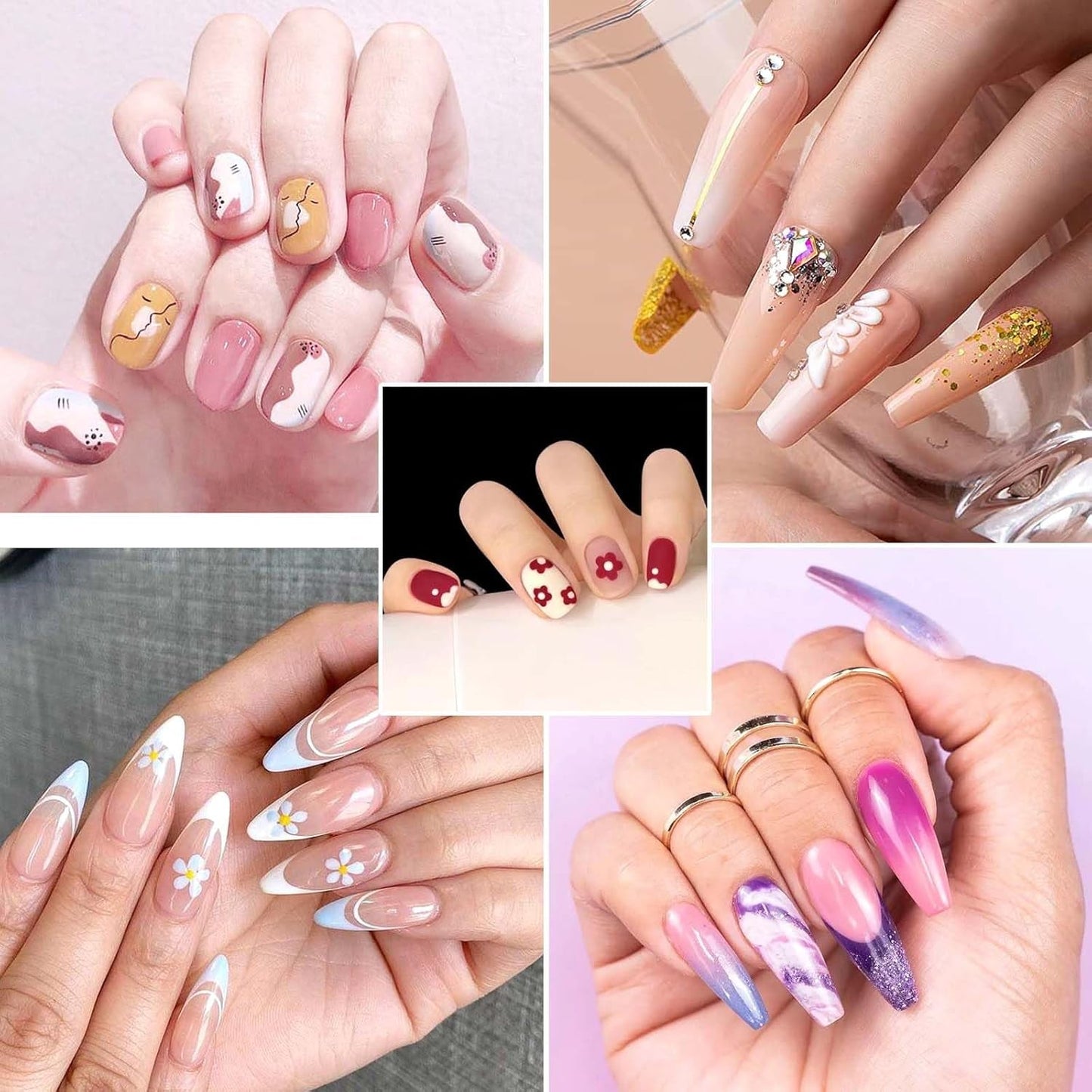 Hanyousheng Set di 20 pezzi di pinsel per nail art, 15 pezzi di pinsel per nail art, 5 pezzi di strumenti per punteggiare nail art per design di nail art fai da te