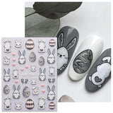 JMEOWIO 6 Blatt 3D Nagelsticker Ostern Nail Art Sticker Selbstklebend Nagelaufkleber 5D Stereoscopico Süßer Hase Ei Dekoration Nageldesign Zubehör