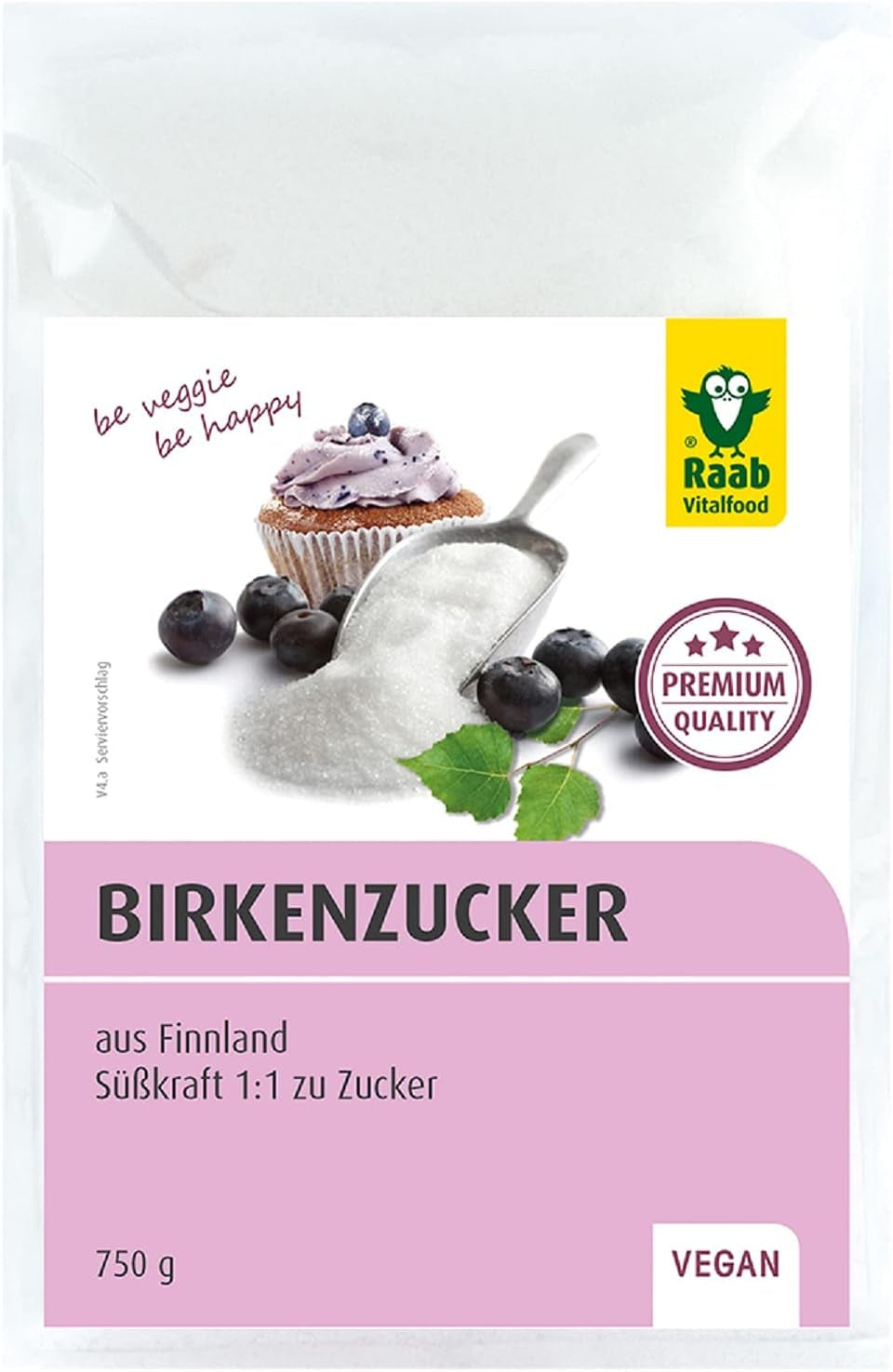 Raab Vitalfood Premium Birkenzucker, Xylit, Vegan, 1:1 Zucker-Alternative, Süßungsmittel, Zahnfreundlich, Vorratspack, 750 G Dolcificanti Naty Shop Titolo predefinito