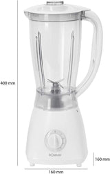 Bomann 378 CB Universalmixer Zum Pürieren, Schlagen, Zerkleinern, Shaken und Mixen, Ice Crush-Funktion, Kraftvoller 500 Watt-Motor, Abnehmbarer Mixbehälter Mit 1.5 Liter, Edelstahlmesser, Weiß, UM 378 CB Kitchen Naty Shop
