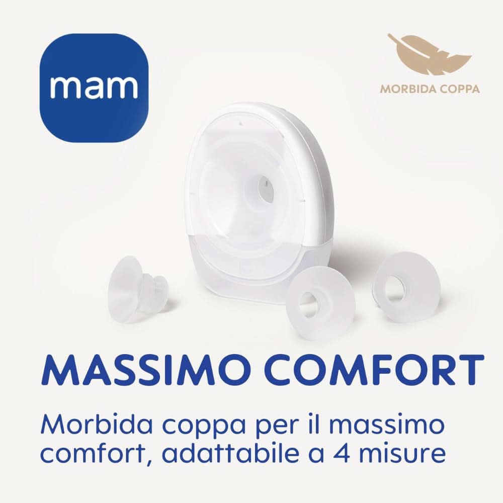 MAM Move Tiralatte portatile con 3 modalità di funzionamento e 5 livelli di intensità, rivestimento in silicone Skinsoft, regolabile in 4 taglie Accessori Alimentazione e Allattamento Bebe Naty Shop