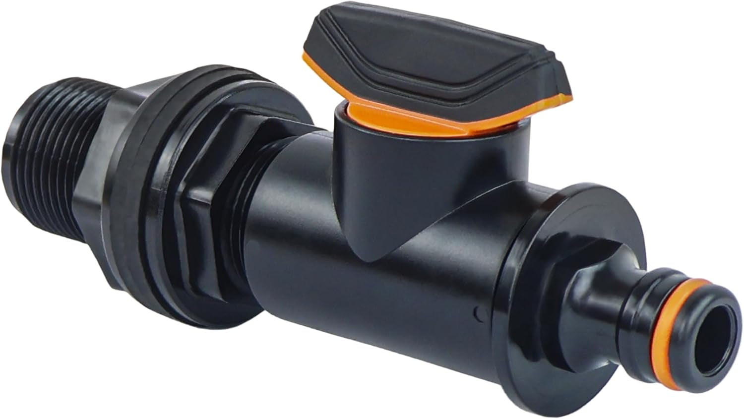 Raccordo per serbatoio con valvola di intercettazione Filettatura esterna da 26,44 mm Attacco rapido da 3/4" Raccordo per barile di pioggia Barile di acqua piovana 1 pezzo