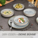 Moritz & Moritz ALHAMBRA Servizio Piatti per 6, 18 Pezzi, Porcellana di Alta Qualità - Stoviglie Moderne Blu - Set Di Facile Manutenzione Compreso 6 Piatti Piani, 6 Piatti Dessert e 6 Ciotole