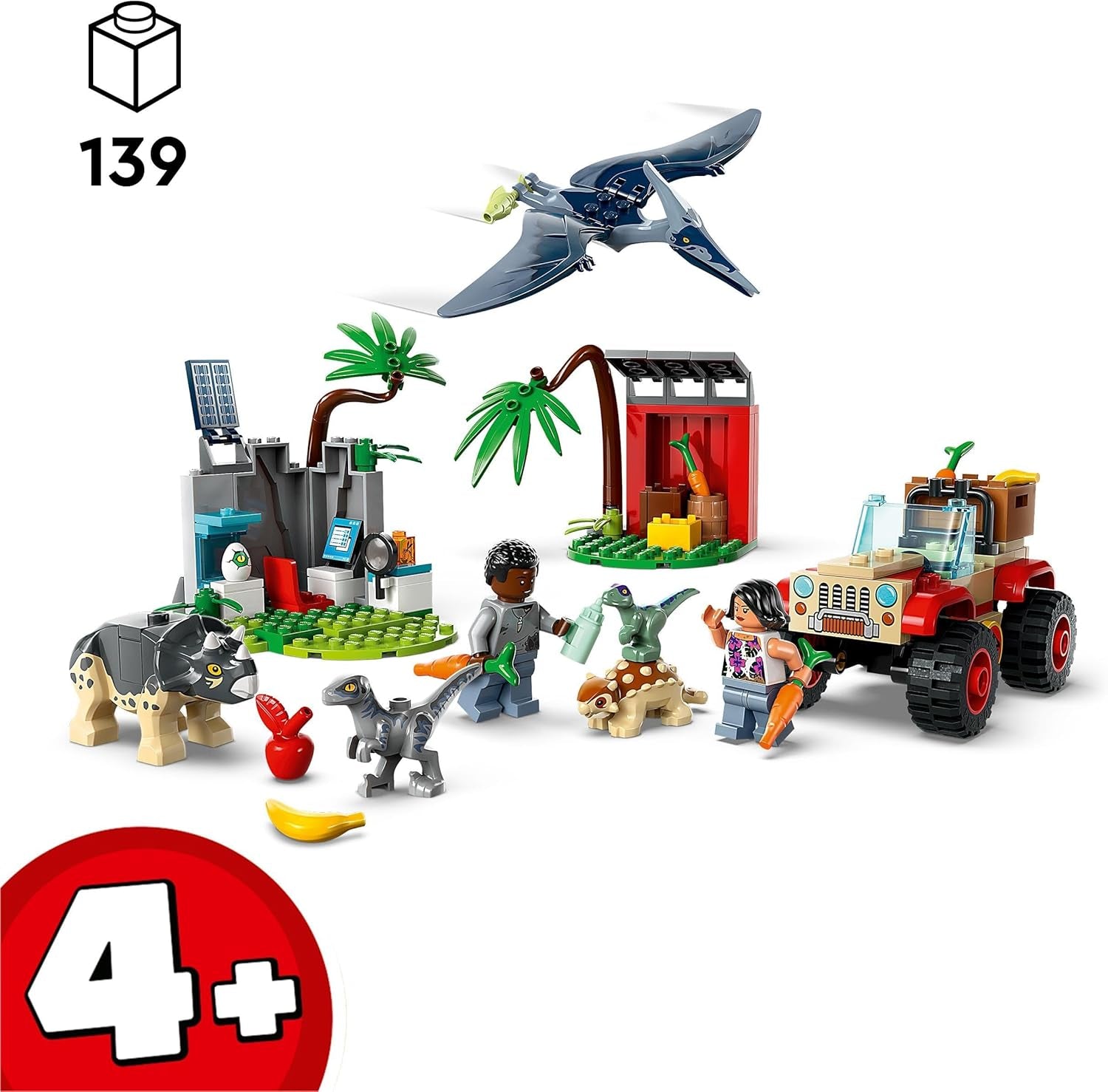 LEGO Jurassic World Rescue Center per cuccioli di dinosauro, set con piccoli personaggi di dinosauri tra cui triceratopo, anchilosauro e velociraptor, regalo da costruire per ragazzi e ragazze a partire da 4 anni 76963 Set da costruzione Besuche den LEGO-Store