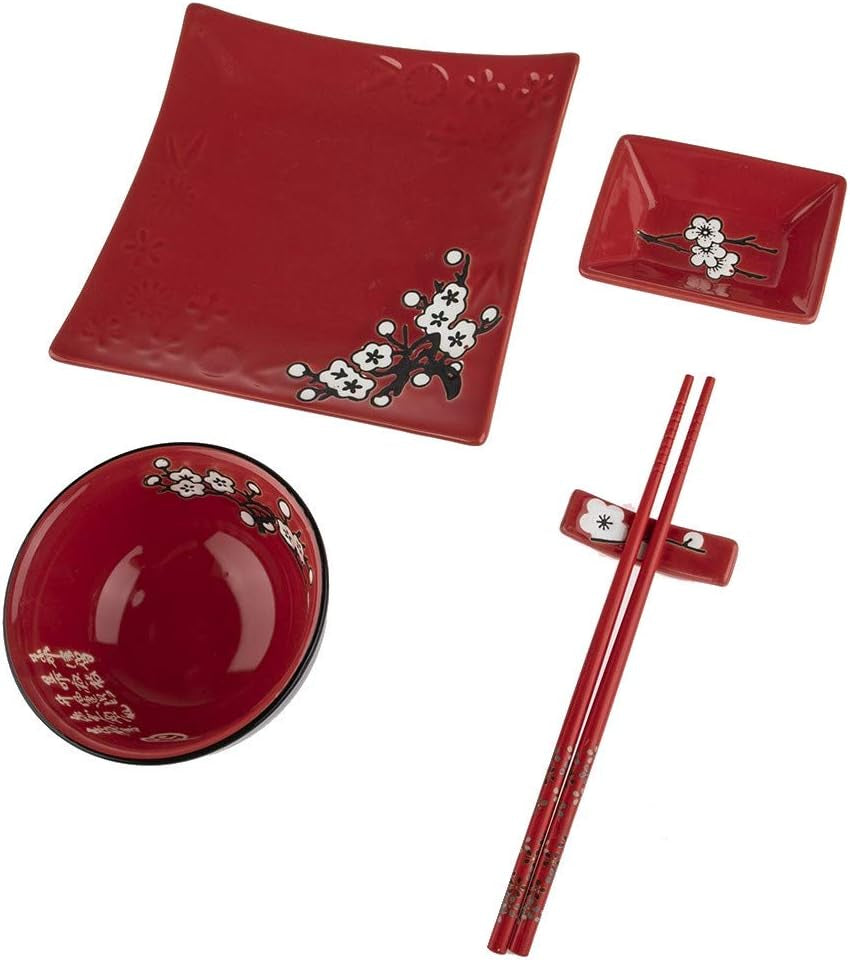 Servizio da Tavola Completo Giapponese 2381, Porcellana, Rosso