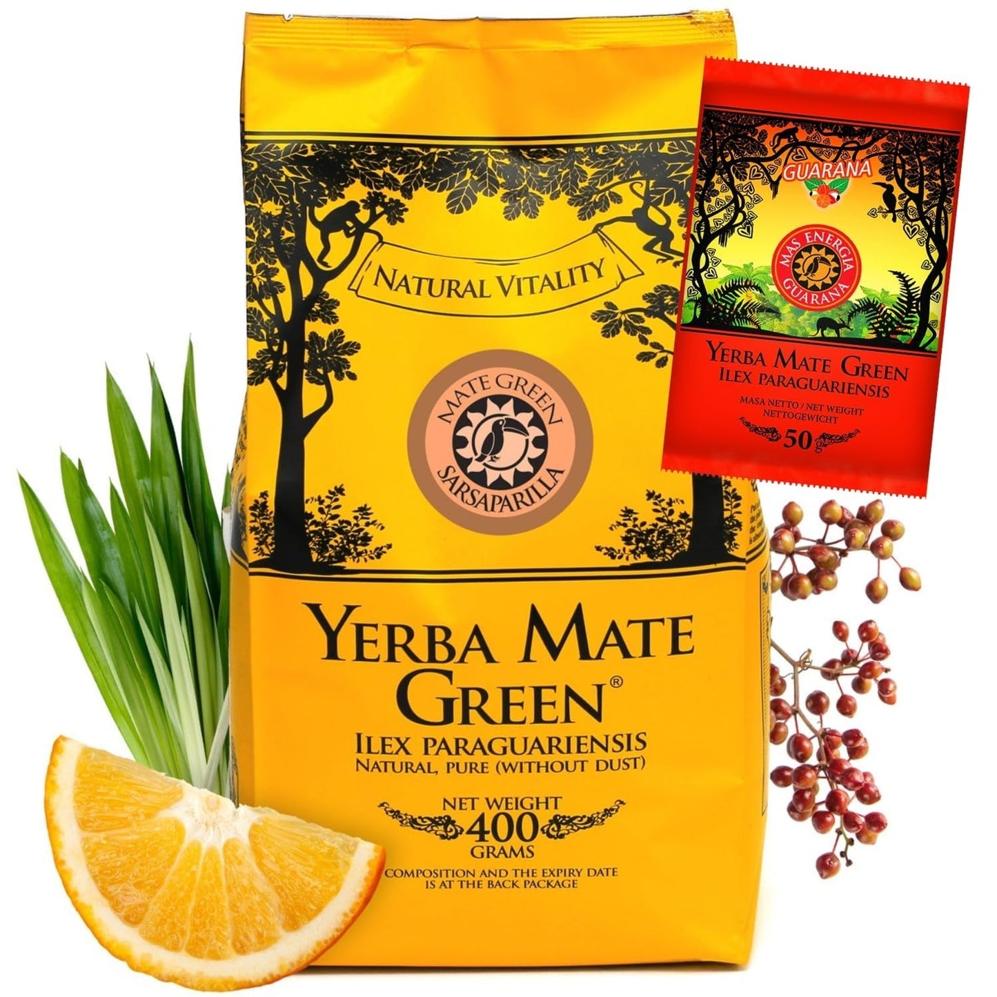 Yerba SARSAPARILLA 400G ● Tè Mate dolce e rinfrescante ● Foglie di salsapariglia ● Tè Mate dalle foglie di Mate ● Tè Yebra Mate con GUARANA 50G ● Tè Yerba Mate sfuso 450G ● Vegano