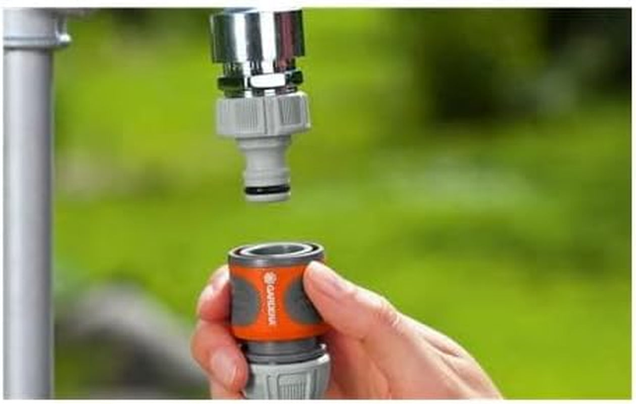 Set di raccordi Gardena: raccordo per tubo flessibile per prolunga da 13 mm (1/2 pollice) e 15 mm (5/8 pollice), anche con alta pressione dell'acqua, montaggio semplice (18283-20)
