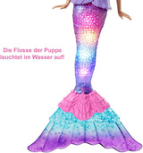 Barbie Dreamtopia Magic Light Sirena con capelli biondi, bambola Barbie con coda da sirena, adatta come regalo per bambini dai 3 anni in su, HDJ36