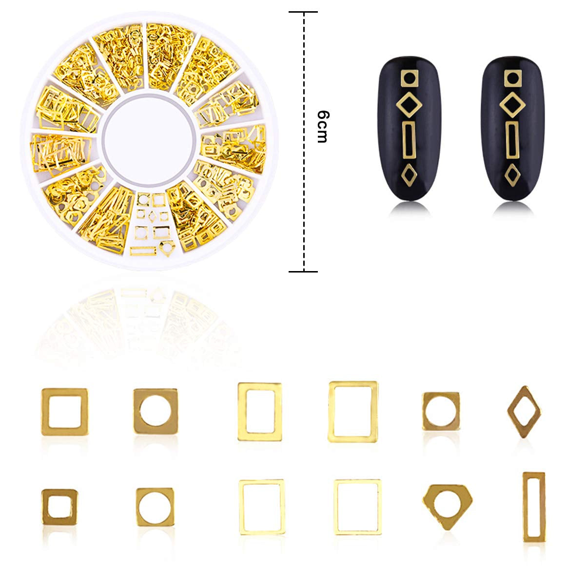 4 scatole Nagel Art Strass, Decorazioni 3D Nagel Art, Mix Größe Nagel Perlen Glitter Strass Gold Metall Hohlniet Nagelkunst Stern Mond Sonne Nagel Zubehör Für DIY Nageldesign
