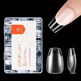 Modelones Nail Tips 216 pezzi - Set di punte per unghie a copertura totale, Set di punte in gel morbido, Punte per unghie in resina PMMA pre-lucidatura, Colla fai-da-te su unghie artificiali, Mandorle corte XS