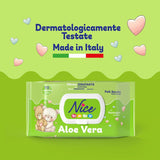 Salviette detergenti per bambini e neonati - con aloe vera e olio di argan - dermatologicamente testate - valore pH fisiologico - formato maxi: confezione da 72 salviette - Nice