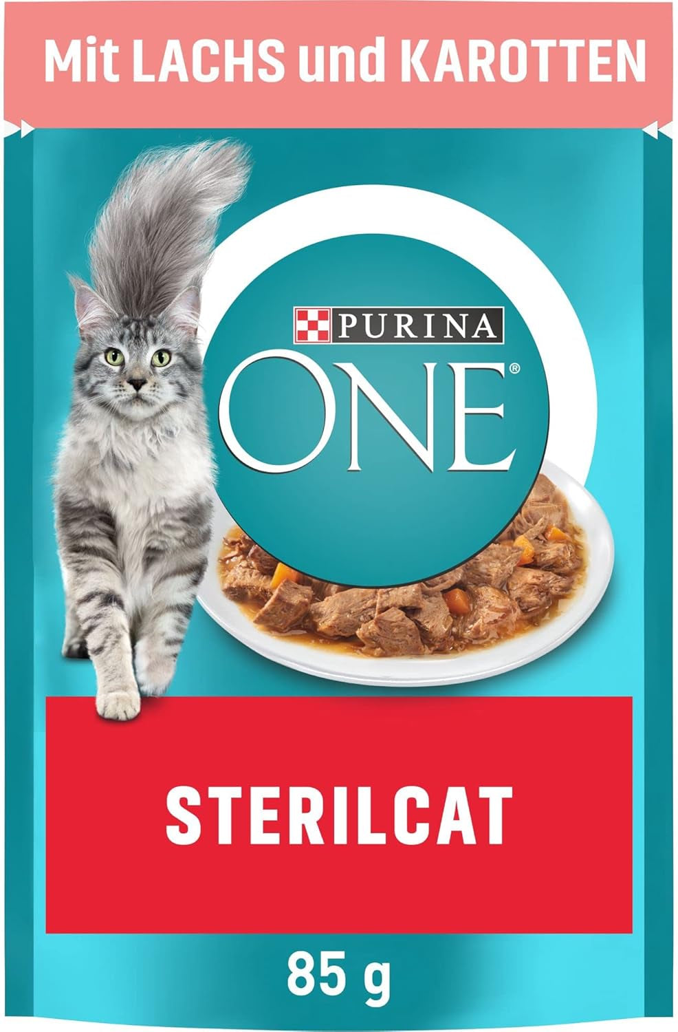 PURINA ONE STERILCAT cibo umido per gatti, teneri pezzi in salsa per gatti sterilizzati, con salmone, confezione da 26 (26 x 85g)