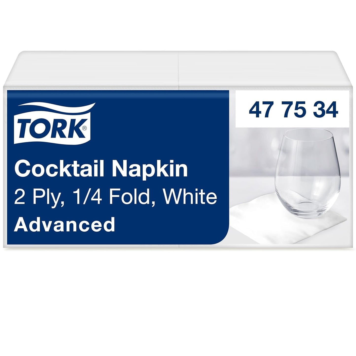 Tork Tovaglioli Cocktail bianchi, piega 1/4, 2 veli, 24 cm × 24 cm, 200 tovaglioli, 477534