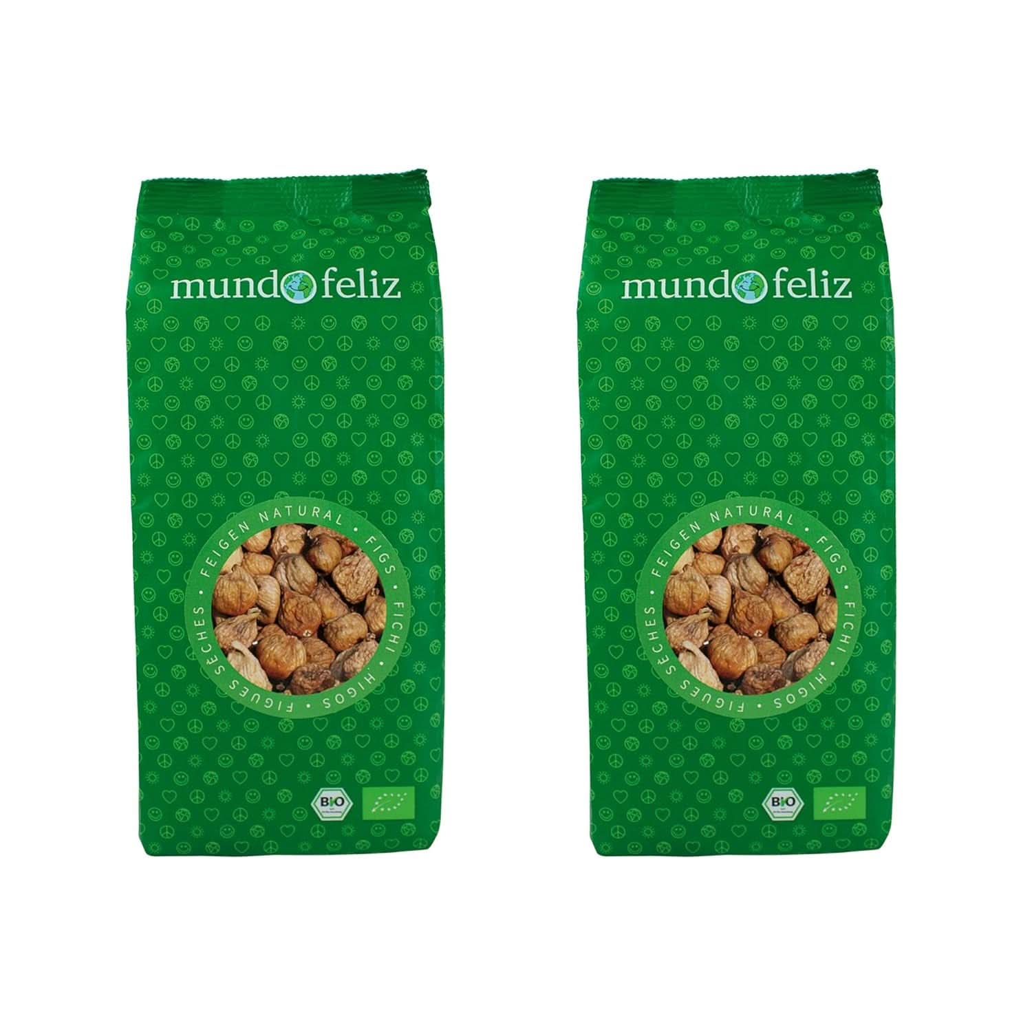 Mundo Feliz Fichi secchi da agricoltura biologica, 2 x 500 grammi Naty Shop prodotti disidratati