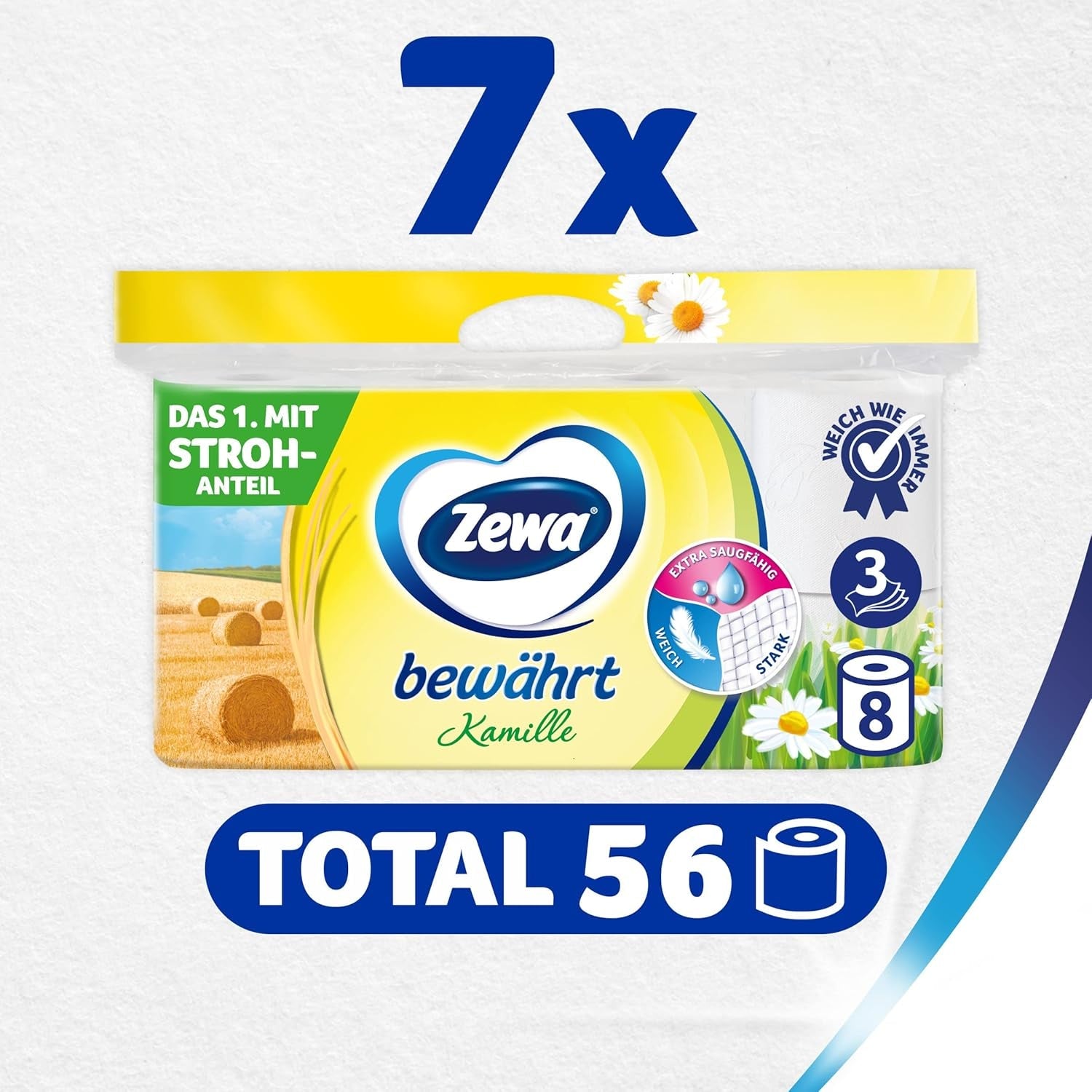 Carta igienica Zewa Proven Camomilla con cannuccia 7X 8 rotoli
