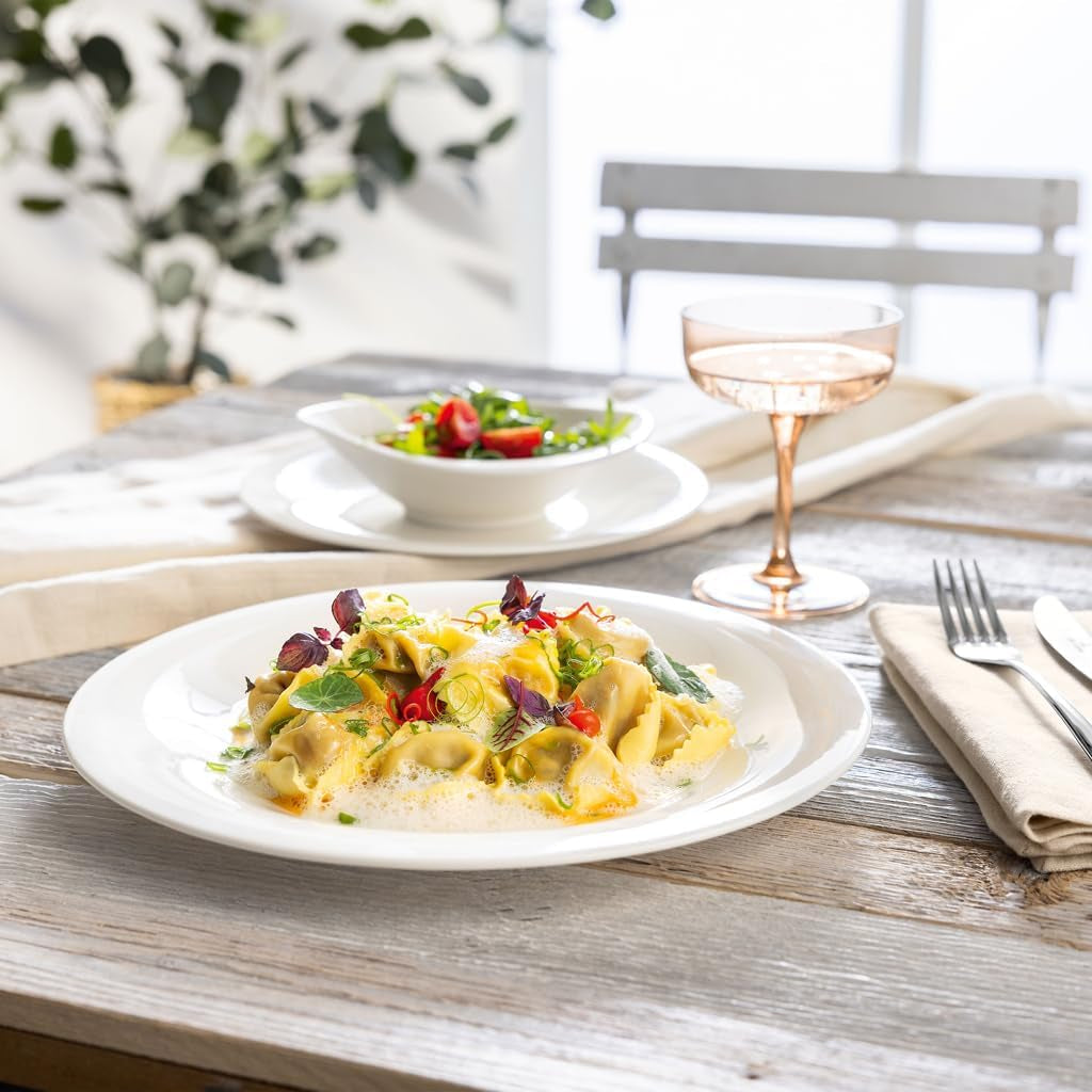 vivo - Villeroy & Boch Group – Servizio Piatti Essential Bianco 18 tlg. Weiß, Spülmaschinenfest, Mikrowellensicher, Geschirr Set für 6 Personen, Müslischalen, Speiseteller, Dessertteller, Premium Porzellan