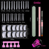 Set di 120 forme doppie per unghie, modelli per estensione unghie con pennello rosa a doppia punta, clip per punta delle unghie, separatore per dita in spugna e lima per unghie per unghie Polygel