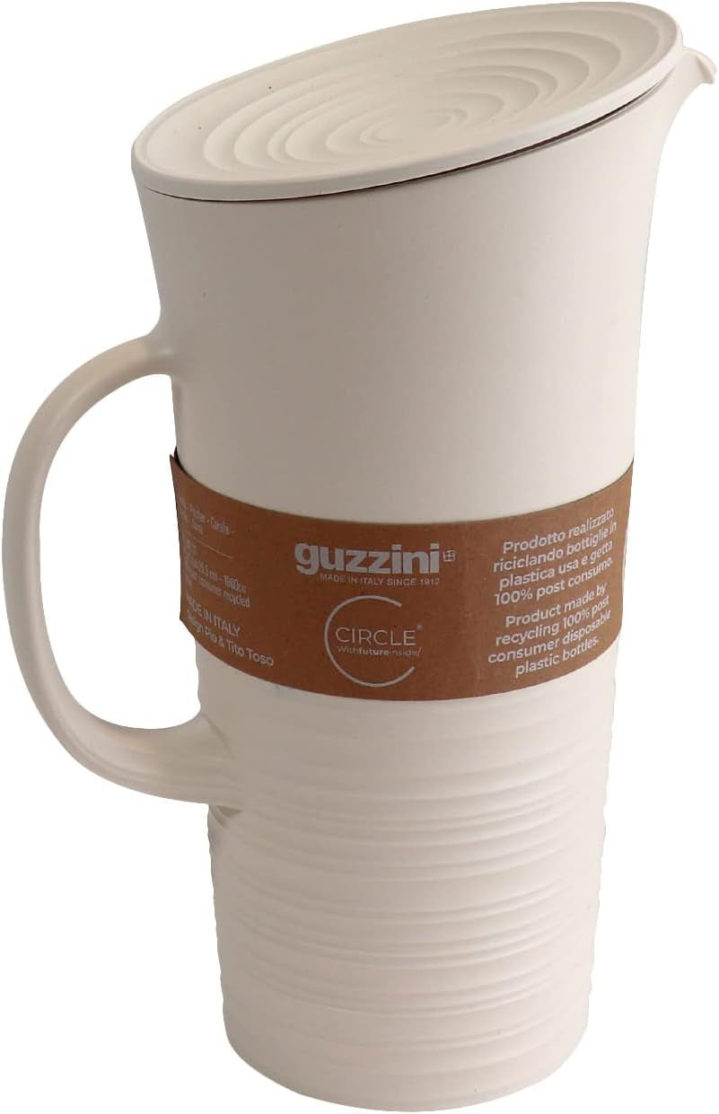 Guzzini - Tierra, Caraffa con Coperchio - Bianco Latte, 18.7 x 13.4 x 10 x h26.9 cm | 1800 cc - 181701156, Bianco
