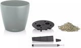 Fioriera LECHUZA Classico Colore ECO 60 Grigio Scuro | Fioriera con sistema di irrigazione e indicatore del livello dell'acqua | Realizzato in plastica riciclata al 100% | Finitura opaca | Ø 60 x 55,5 cm | 18955