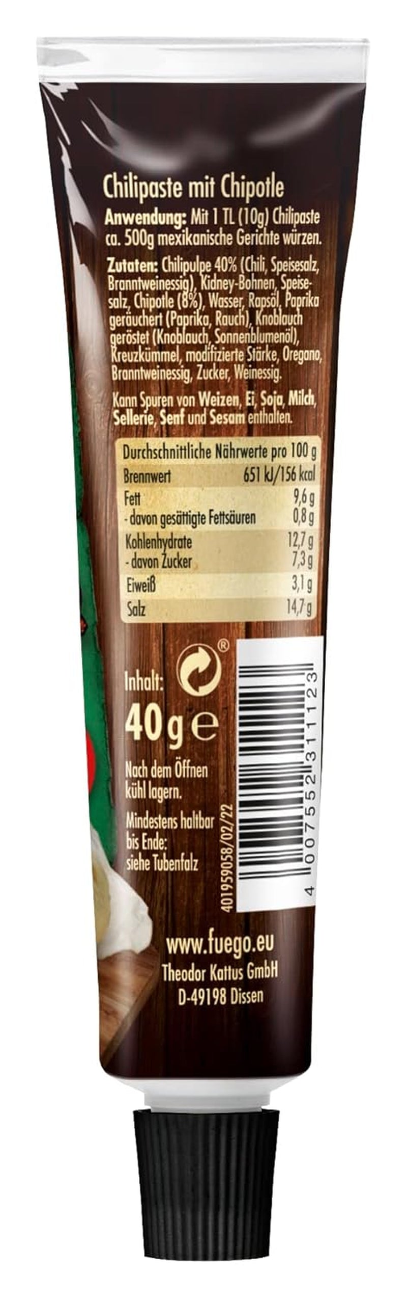 - Pasta di peperoncino Chipotle, Piatti messicani piccanti, Per 4 applicazioni, Vegano, 1 x 40 g