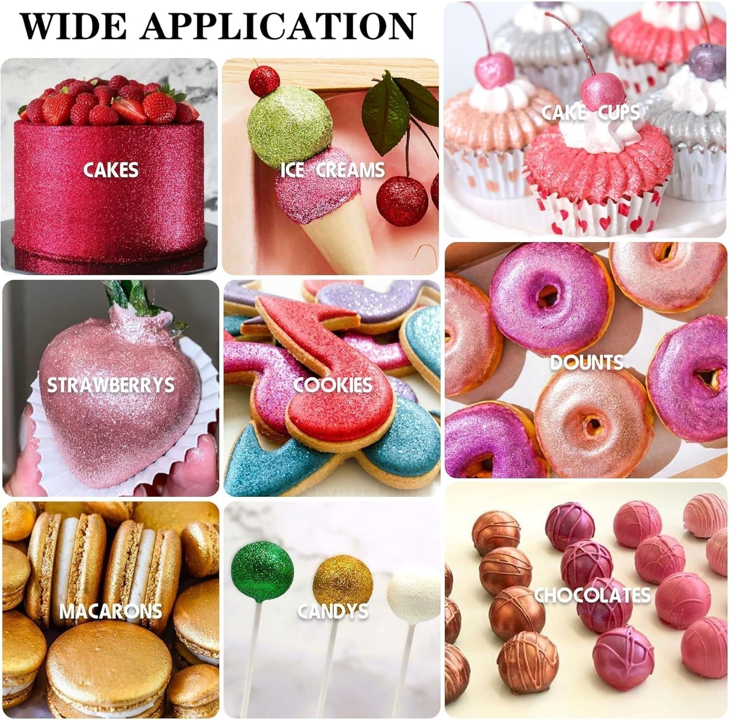 Set spray commestibile con glitter - Polvere glitter iridescente da 20 g per bevande, champagne, torte - Colorante alimentare metallico commestibile per cocktail, vino, liquori, dolci, torte