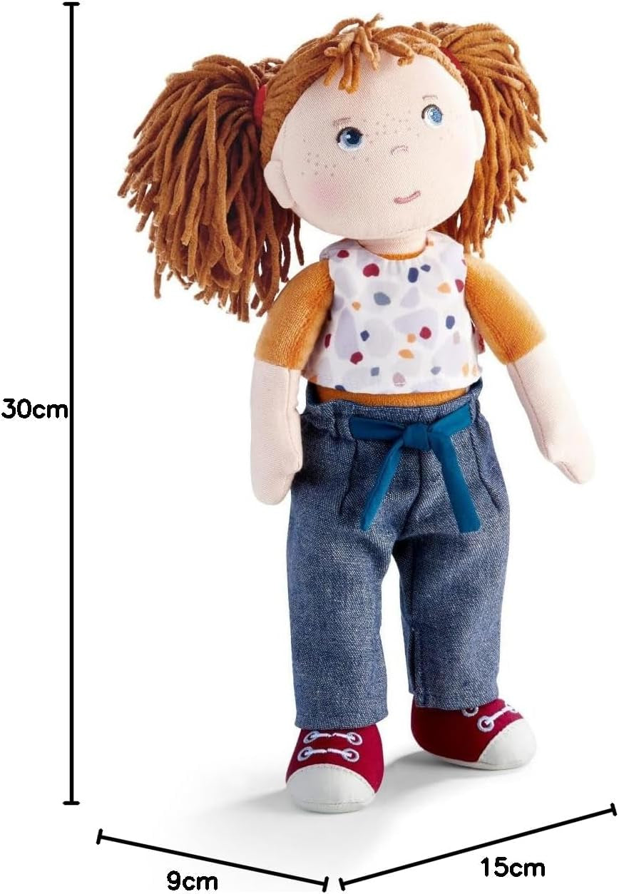 bambola HABA Malou - bambola morbida alta 30 cm per giocare e abbracciarsi - materiali morbidi e lavabili - alternativa ideale alle bambole di peluche - adatta a bambini da 1,5 anni - 2010818001