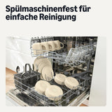 Amazon Basics Servizio Piatti in Gres Smaltato, 18 Pezzi, 6 Set Completi, Lavabile in Lavastoviglie, Avorio