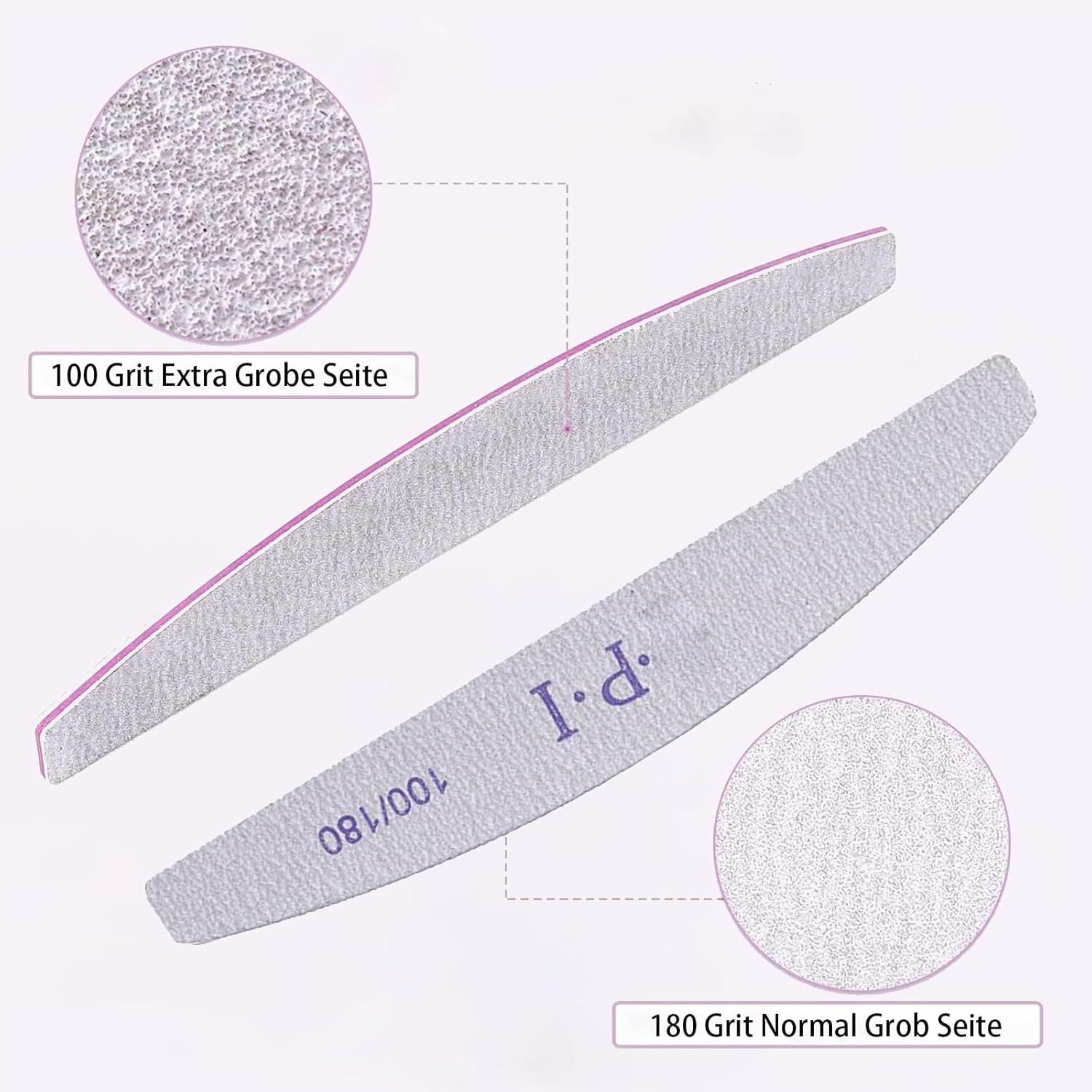 Set di 3 lime per unghie, lime per unghie per unghie in gel, accessori per unghie in gel resistenti all'usura e lavabili, lime per unghie professionali 100/180 con 3 forme, bianco