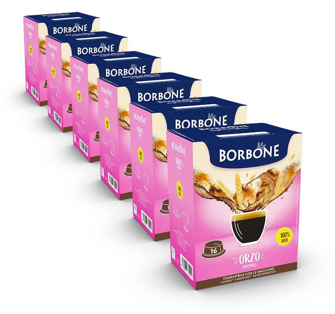 Caffè Borbone Malzkaffee - 96 Kapseln (6 Packungen mit 16 Stück) - Compatibile con Lavazza A Modo Mio Haushalts-Espressomaschinen