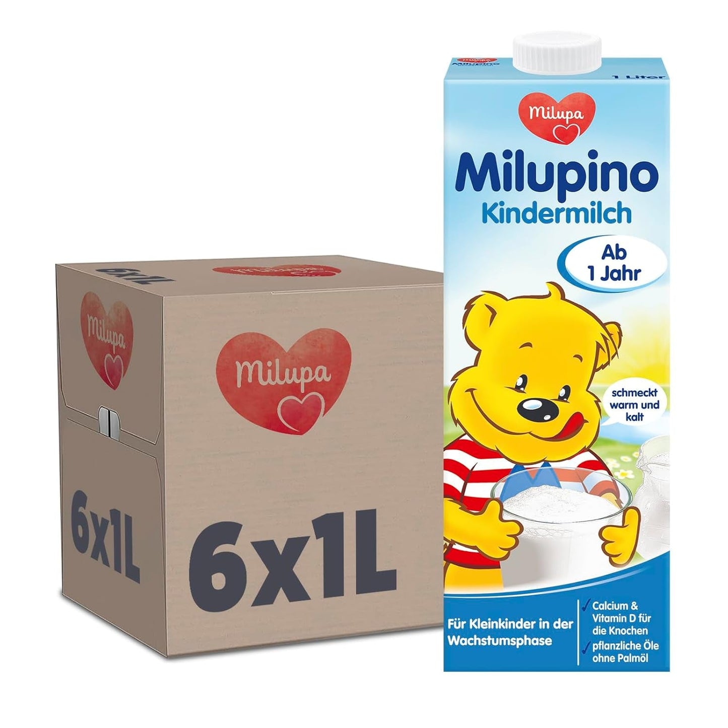 Milupa Milupino Latte di crescita pronto da bere (6x1L), da 1 anno, per bambini piccoli in fase di crescita