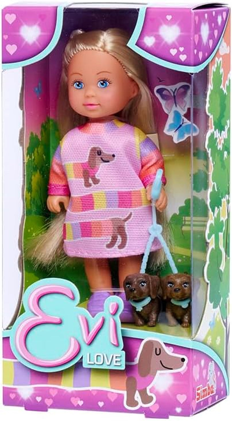 Simba Evi Love Dogs Due graziosi bassotti al guinzaglio bambola da 12 cm bambola giocattolo dai 3 anni in su