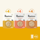 Applaws Bustine di cibo umido naturale per gatti, confezione multipla, selezione di brodo di pollo, 12 bustine x 70 g