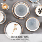 Moritz & Moritz TARENTO Servizio Piatti 24 Pezzi per 6, Grigio - Elegante Set di Piatti in Gres di Alta Qualità - Il set di stoviglie comprende 6 piatti piani, 6 piatti da dessert, 6 piatti piani e 6 tazze
