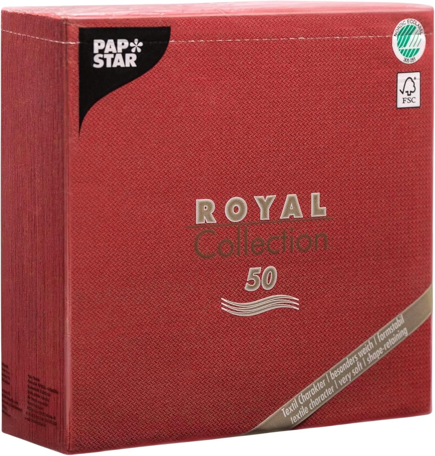 Papstar 11608 50 tovaglioli "Royal Collection" piega 1/4 40 X 40 cm, Bordeaux