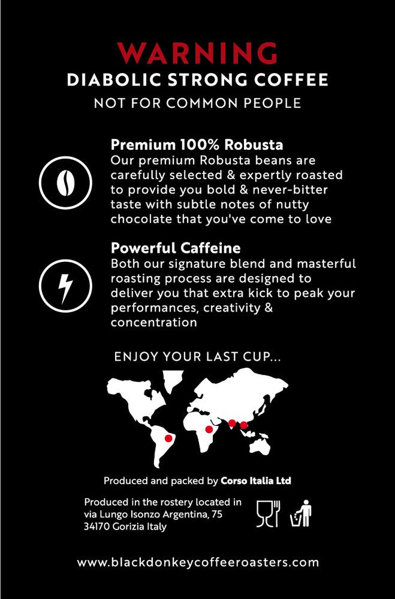 ARROSTO DEL DIAVOLO | Caffè in grani 1KG | Caffè estremamente forte | Caffè ad alto contenuto di caffeina | Robusta premium di