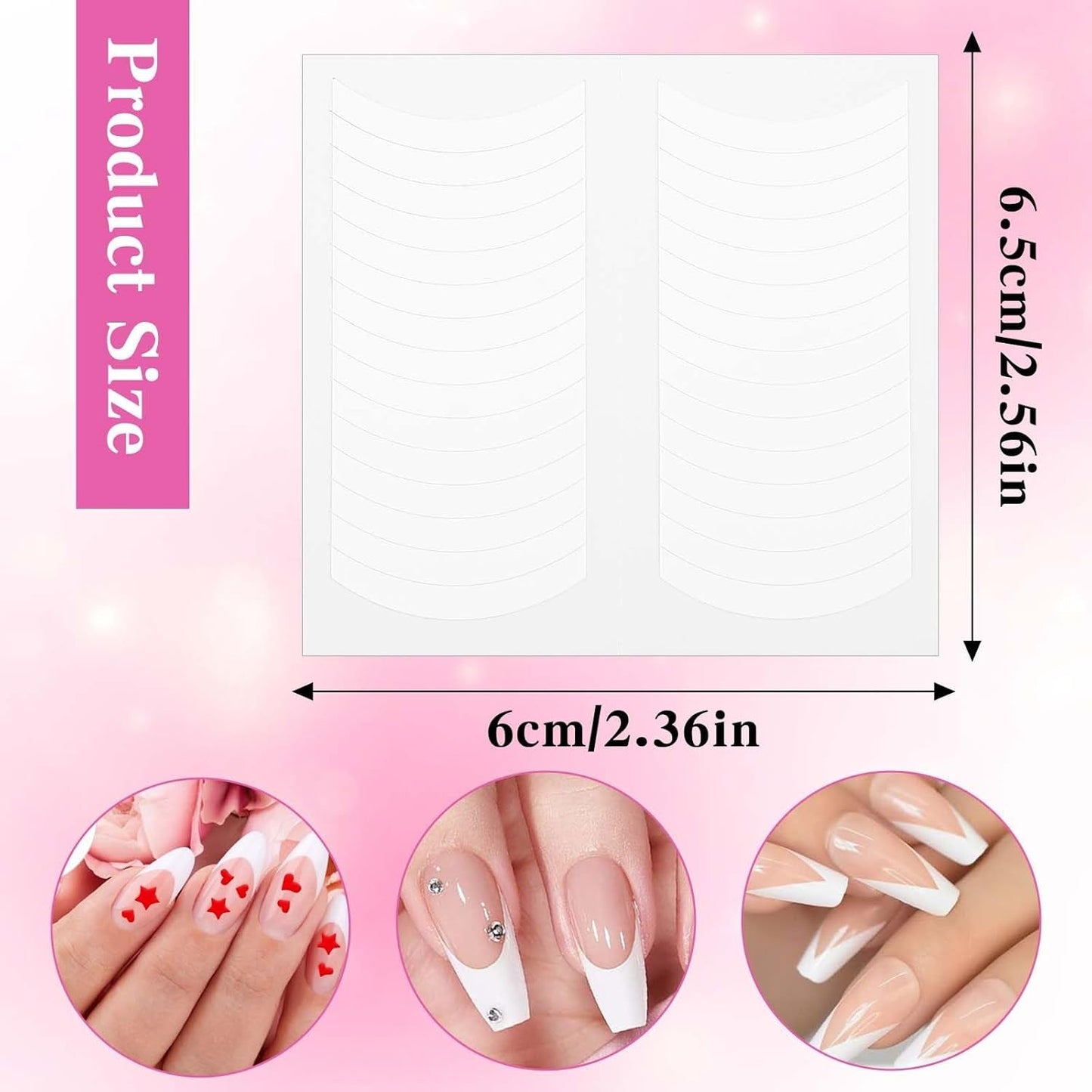 1620 pezzi French Schablonen Nägel,French Nail Schablone,Maniküre Schablonen,Selbstklebende Nail Art Sticker Frenchs Für DIY Nageldesign Maniküre Dekoration Nageldesign Zubehör