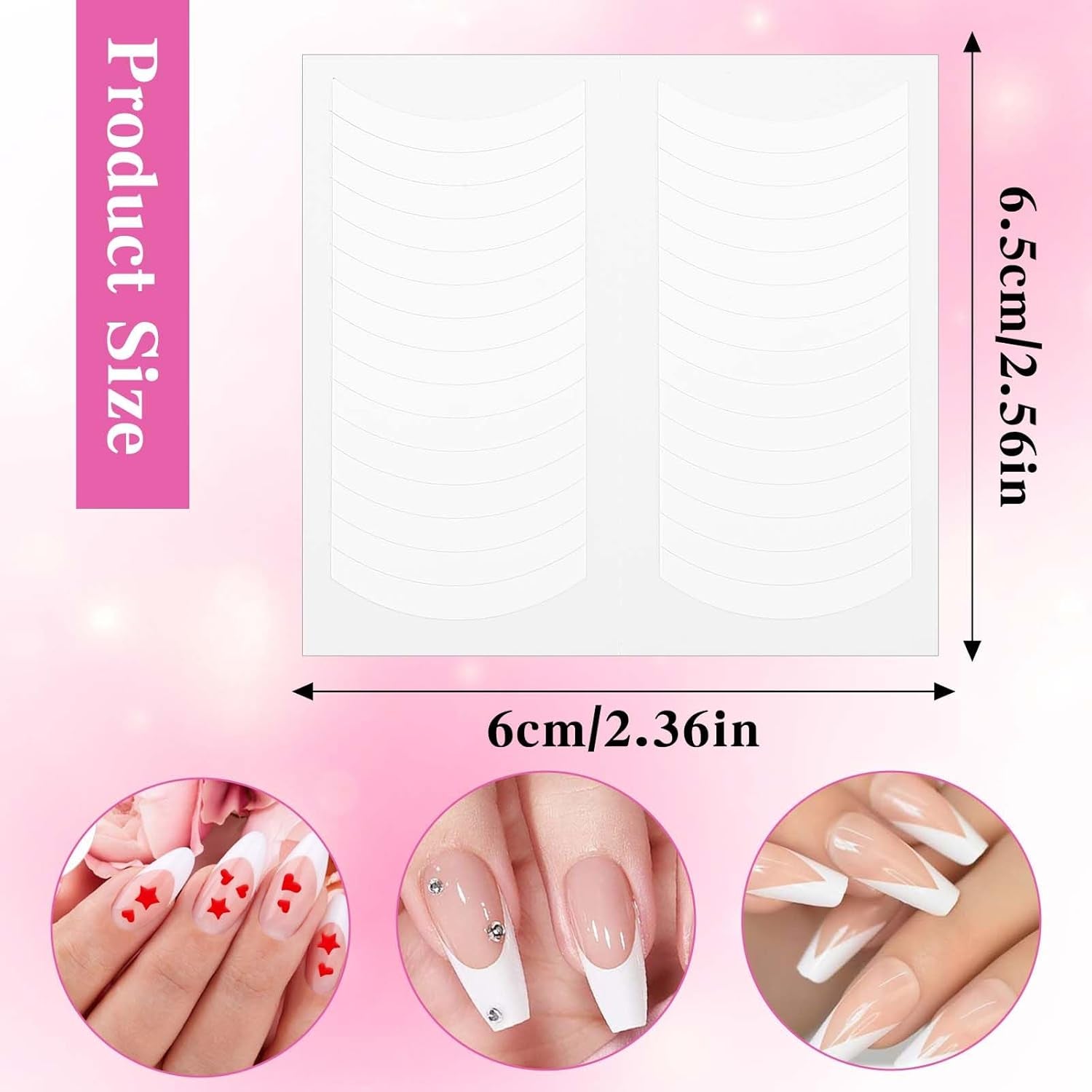 1620 pezzi French Schablonen Nägel,French Nail Schablone,Maniküre Schablonen,Selbstklebende Nail Art Sticker Frenchs Für DIY Nageldesign Maniküre Dekoration Nageldesign Zubehör