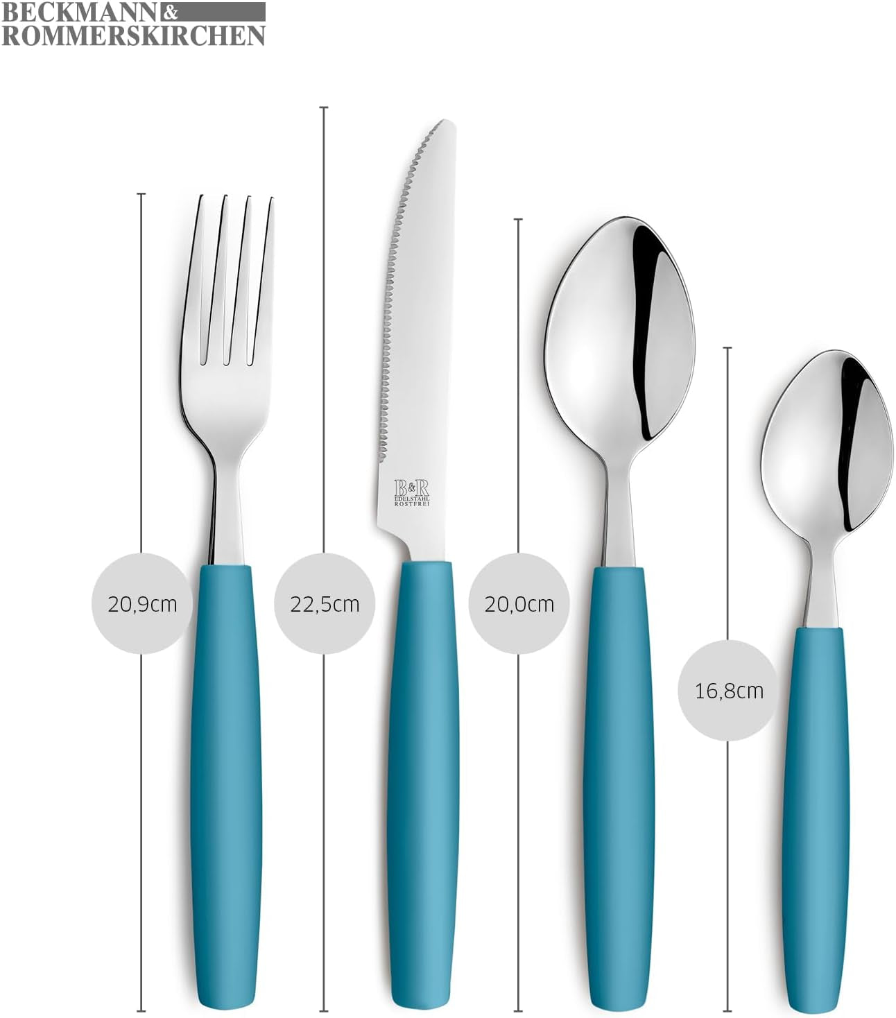 Beckmann & Rommerskirchen 2515 VALOA Besteck Set 4 persone | 16-Teilig | Olio | Spülmaschinenfest | Hochglanzpoliert | Essbesteck: 4X Messer, Gabel, Esslöffel, Kaffeelöffel Cucina Naty Shop
