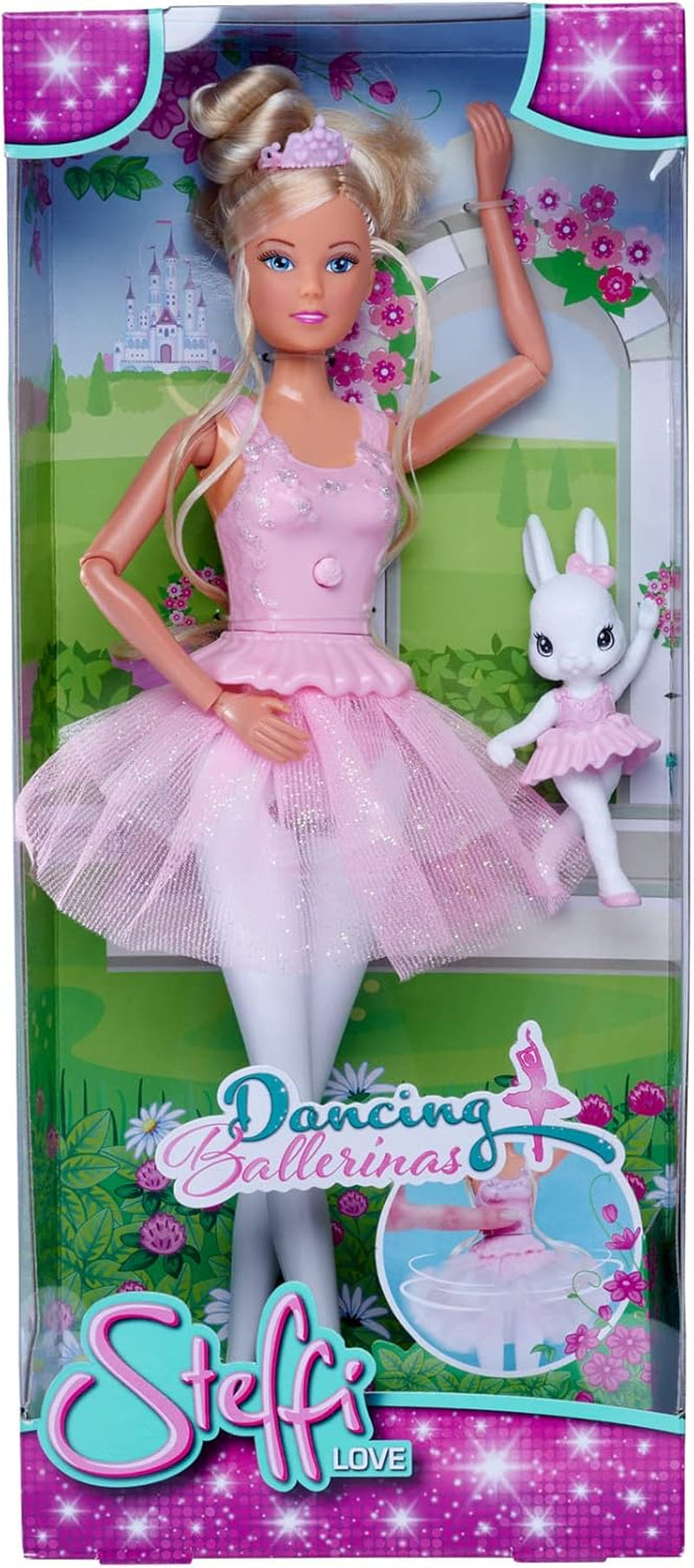 Simba 105733603 - Steffi Love Dancing Ballerina, Steffi come bambola ballerina con amico animale e gonna girevole, bambola da gioco 29 cm, da 3 anni