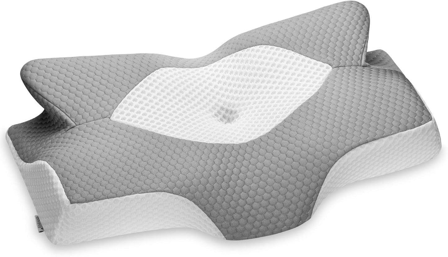 Elviros Copricuscino Traspirante Cuscino 64 X 12,5/10,5 X 38 cm Grigio (Solo Fronte Cuscino) Cuscini Ortopedici Cervicali Naty Shop Grigio