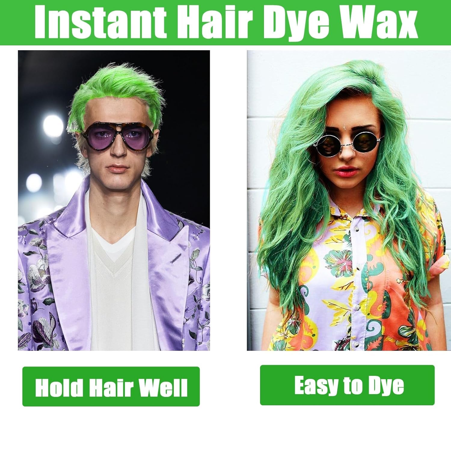 Cera temporanea per capelli verde, spray temporaneo per capelli Crazy Green, fango semipermanente lavabile, tinta per capelli monouso, pasta per capelli per styling istantaneo, tinta naturale per feste, attività e tinture per capelli Naty Shop per Halloween