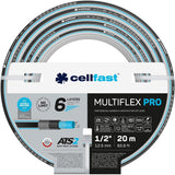 Tubo da giardino Cellfast MULTIFLEX PRO, durevole, 6 capi, treccia lavorata ATS2, resistente ai raggi UV e alle alghe, senza metalli pesanti, tecnologia Velvet, 35 bar, -20/+65°C, 3/4", 30m
