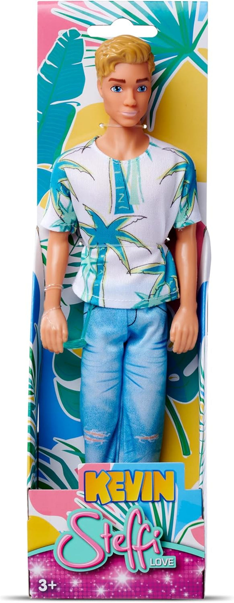 Simba Steffi Love Kevin Doll indossa un top con stampa di palme e fantastici jeans, include occhiali da sole, 30 cm, età 3+