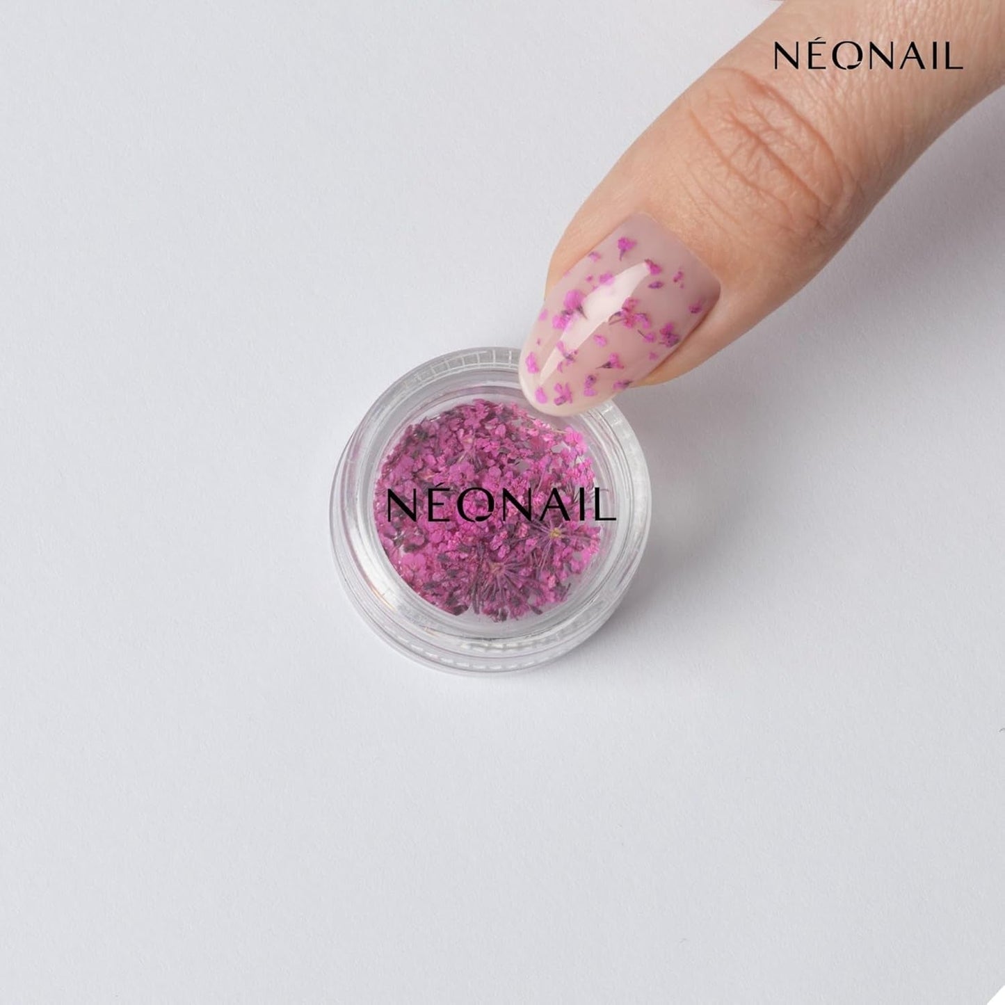 NÉONAIL Nail Art Flowers Set - Trockenblumen - Getrocknete Blumen - Nageldesign Zubehör - Nageldekorationen - Getrocknete Blüten - Decorazione per unghie - Gelnägel Zubehör - 3 Farben - Rosa, Lila, Arancione
