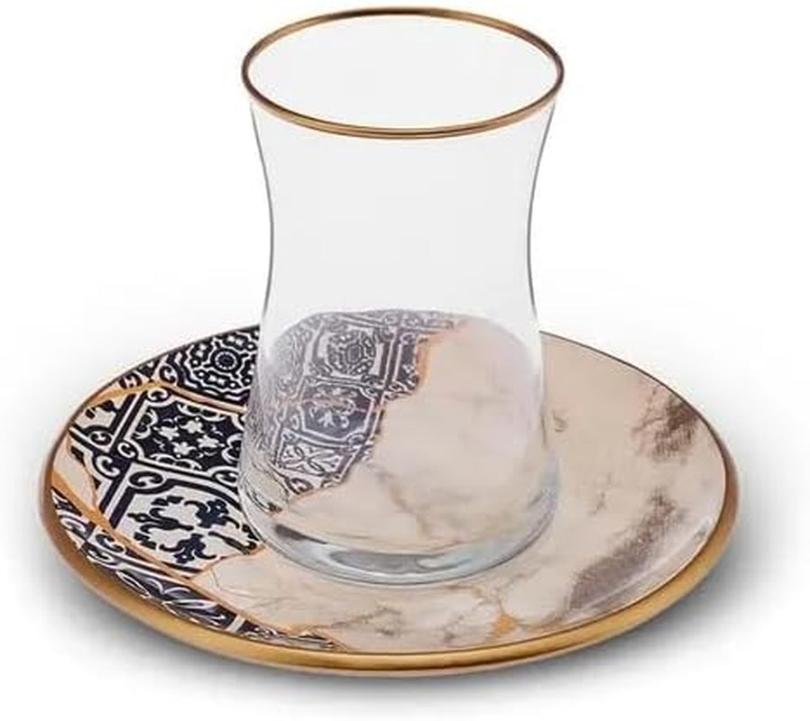 Set da tè Karaca Aris 12 pezzi per 6 persone - Squisito servizio in porcellana per un elegante piacere del tè